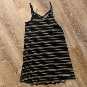 MOSSIMO black strappy sun dress with cream stripes